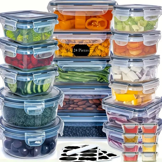 48-Piece Luxury Food Storage Container Set – Airtight, Stackable, BPA-Free with Labels & Marker Pen