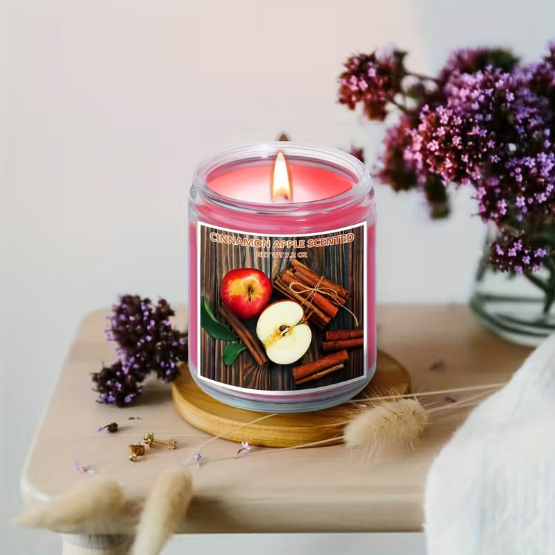 Fall Scented Candle Set – Cinnamon, Apple Pumpkin, Vanilla & Sandalwood 7.2oz Soy Wax Jar