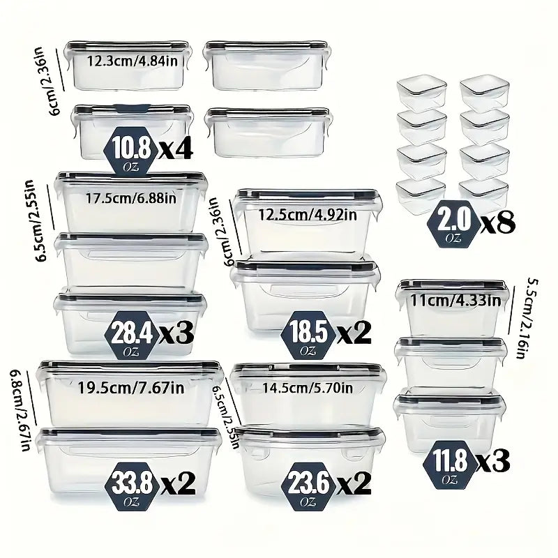 48-Piece Luxury Food Storage Container Set – Airtight, Stackable, BPA-Free with Labels & Marker Pen