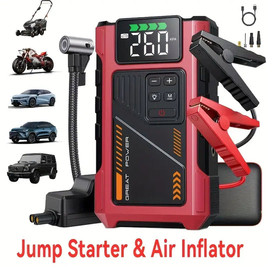 4000A Portable Wireless Car Jump Starter with Air Compressor & USB Power Bank
