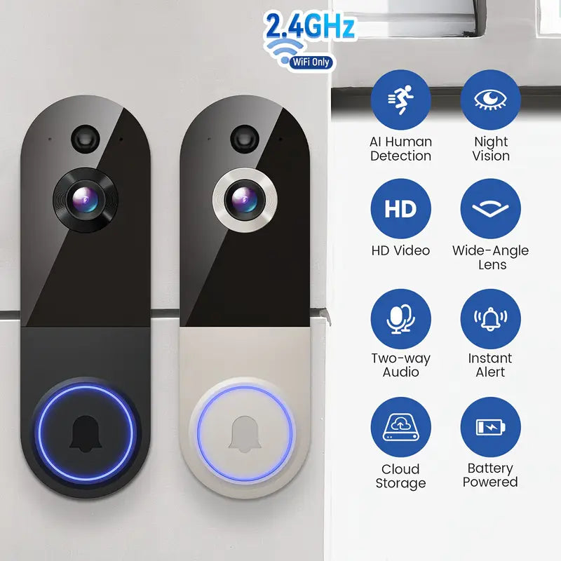 1080P Smart Video Doorbell Camera – Wireless, Two-Way Audio, Night Vision & Motion Detection