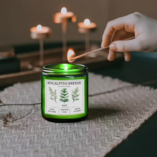 Eucalyptus & Mint Soy Wax Candle – 4oz Natural Glass Jar with Dried Flowers | Long-Lasting Aromatherapy Candle for Meditation, Yoga, Spa & Home Decor