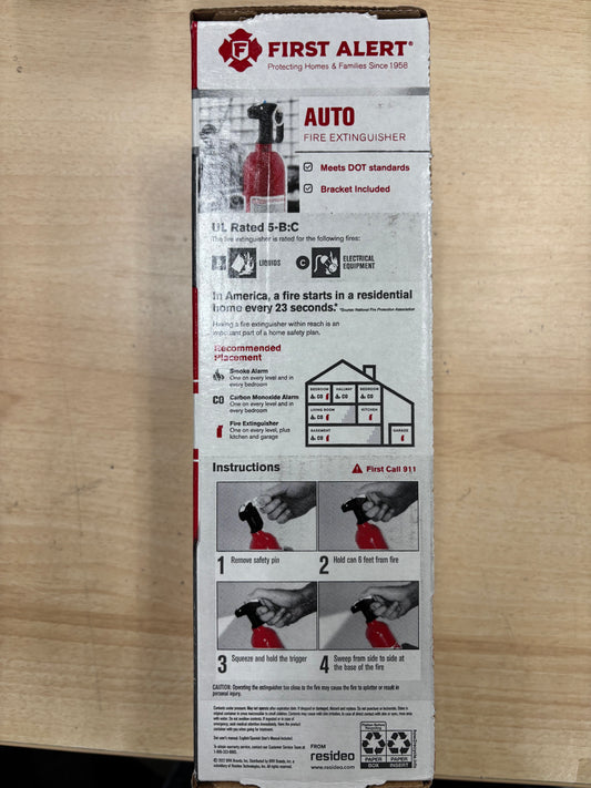 First Alert AUTO5 Auto Fire Extinguisher – 2.5 lb, UL Rated 5-B:C