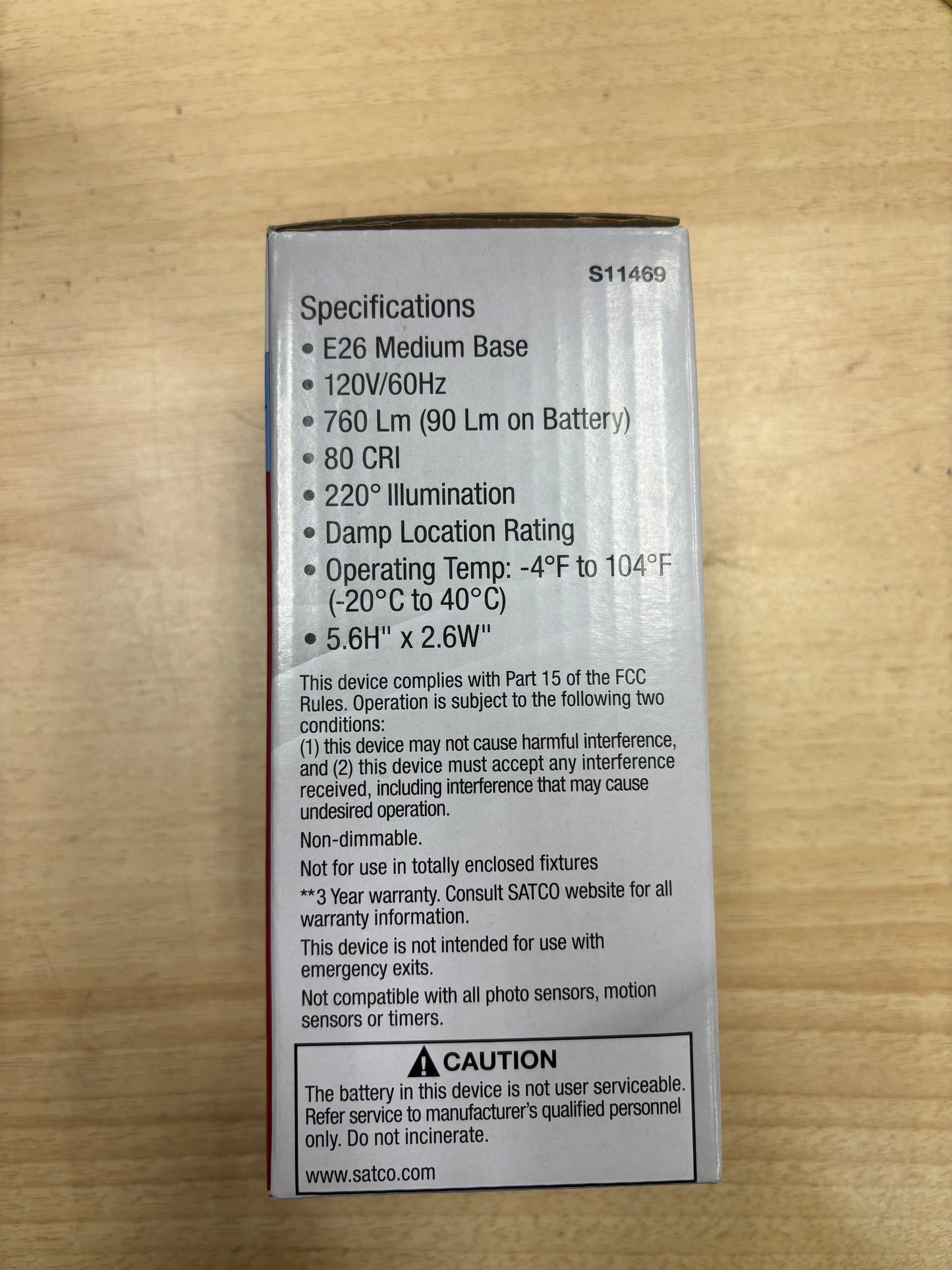 Satco S11469 LED Battery Backup Light Bulb – 9.5W 2700K A19 Emergency Bulb (Up to 5 Hours Runtime)