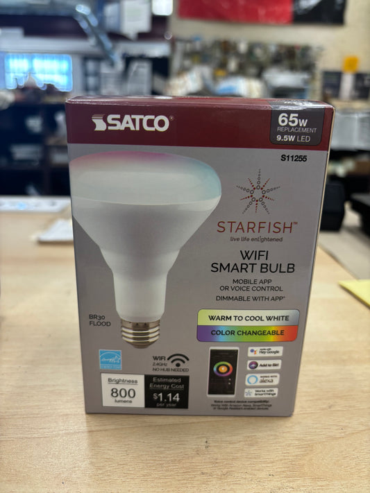 Satco S11255 WiFi Smart LED Bulb – 10W A19 RGB & Tunable White Smart Light, Works with Alexa & Google Home