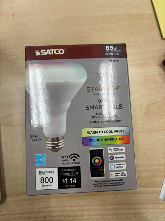 Satco S11255 WiFi Smart LED Bulb – 10W A19 RGB & Tunable White Smart Light, Works with Alexa & Google Home