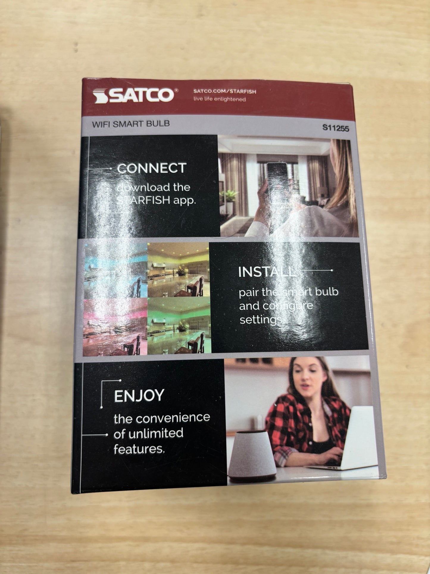 Satco S11255 WiFi Smart LED Bulb – 10W A19 RGB & Tunable White Smart Light, Works with Alexa & Google Home