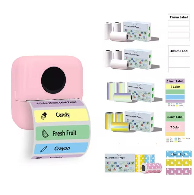 HD Inkless Pocket Printer & Sticker Maker with 3 Rolls Thermal Paper