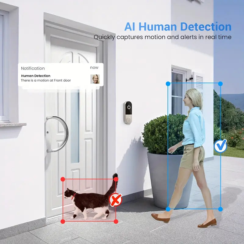 1080P Smart Video Doorbell Camera – Wireless, Two-Way Audio, Night Vision & Motion Detection