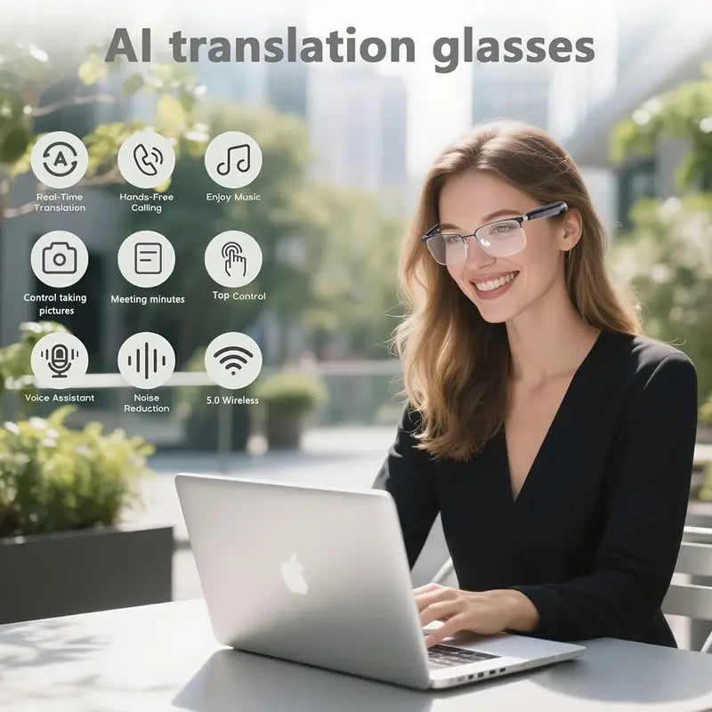 AI Smart Translation Glasses with Polarized Lenses & Voice Assistant