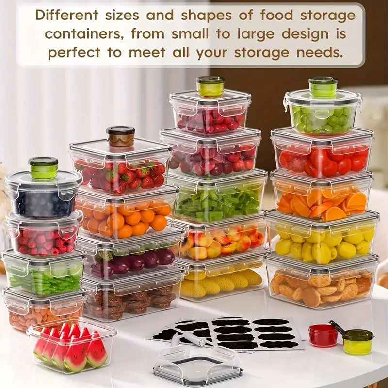 48-Piece Luxury Food Storage Container Set – Airtight, Stackable, BPA-Free with Labels & Marker Pen
