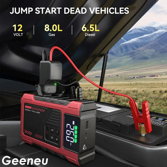 4000A Portable Wireless Car Jump Starter with Air Compressor & USB Power Bank