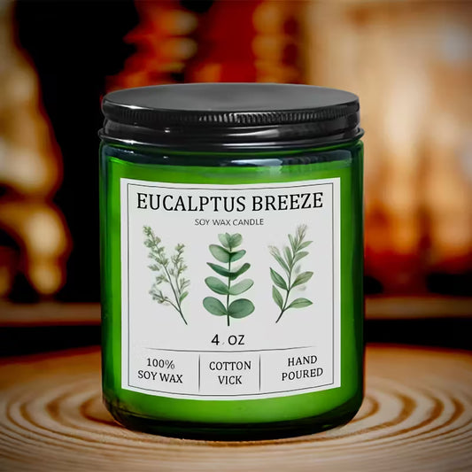 Eucalyptus & Mint Soy Wax Candle – 4oz Natural Glass Jar with Dried Flowers | Long-Lasting Aromatherapy Candle for Meditation, Yoga, Spa & Home Decor