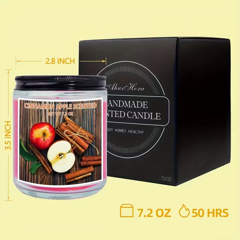 Fall Scented Candle Set – Cinnamon, Apple Pumpkin, Vanilla & Sandalwood 7.2oz Soy Wax Jar