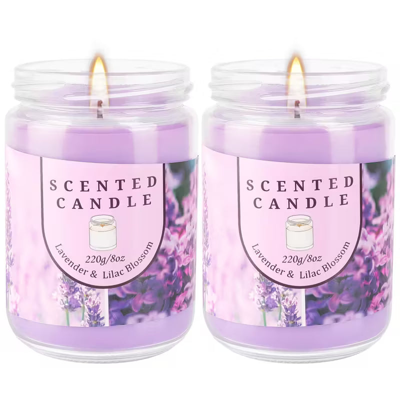 Purple Pair Glass Jar Lavender Scented Candle – Smoke-Free, No-Drip, Elegant & Romantic
