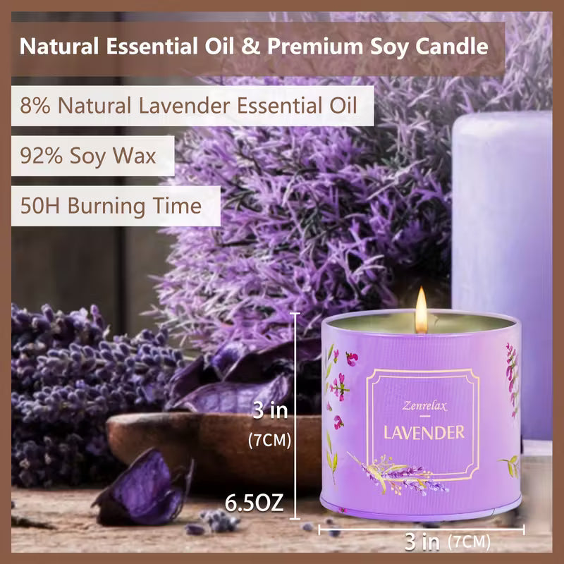 (LIMITED STOCK) 30oz Scented Candle Gift Set – Rose, Sandalwood, Cinnamon, Apple & Lavender | Luxury Metal Jar Candles for Home, Christmas