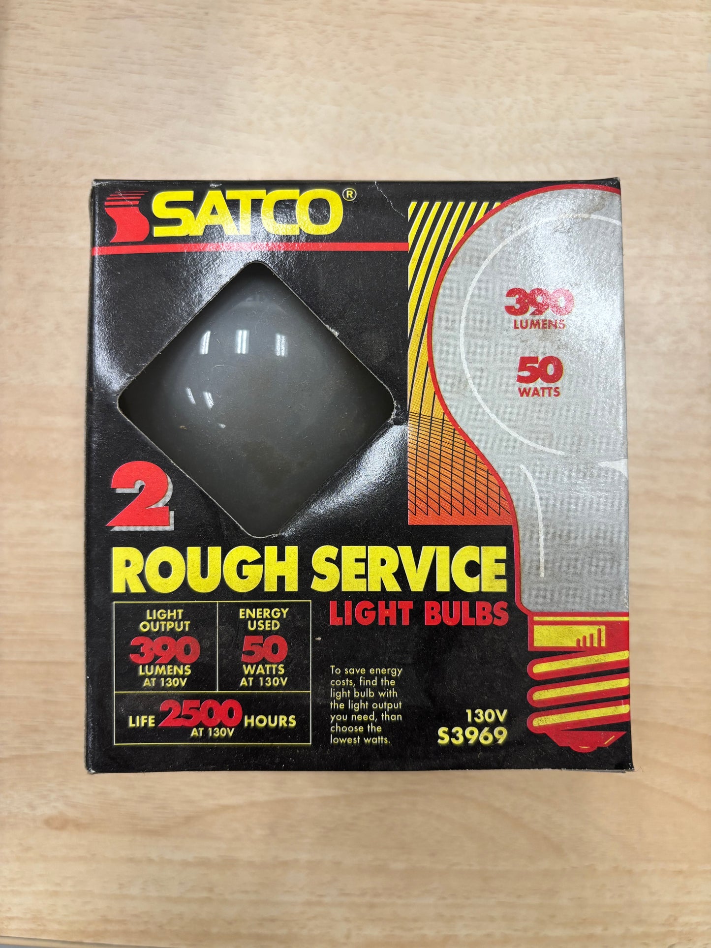 Satco S3969 2-Pack 50W Rough Service Light Bulbs