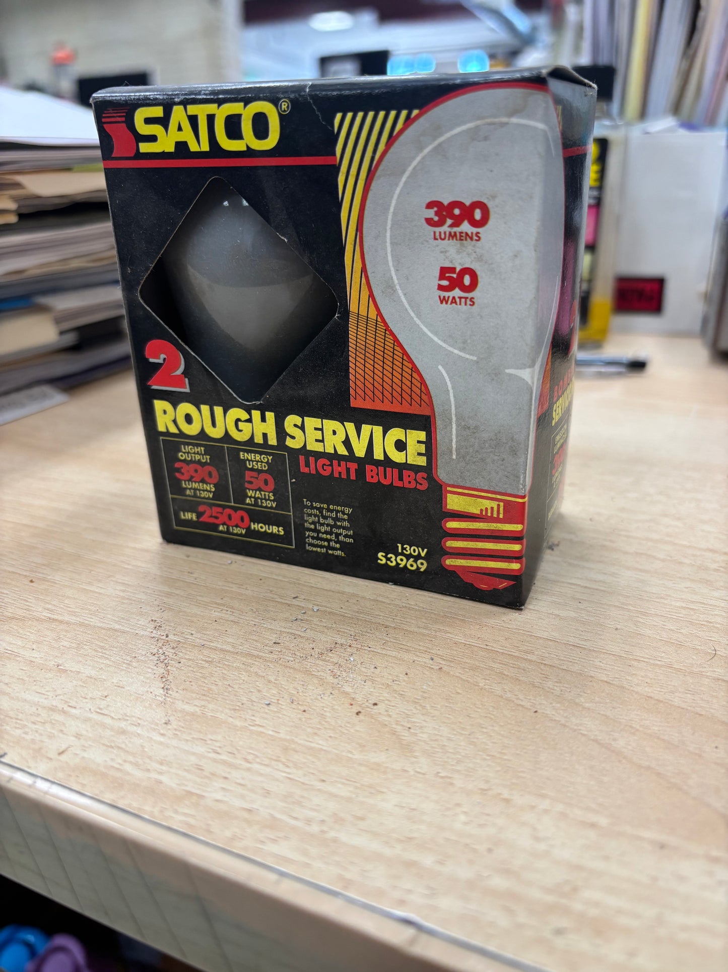 Satco S3969 2-Pack 50W Rough Service Light Bulbs