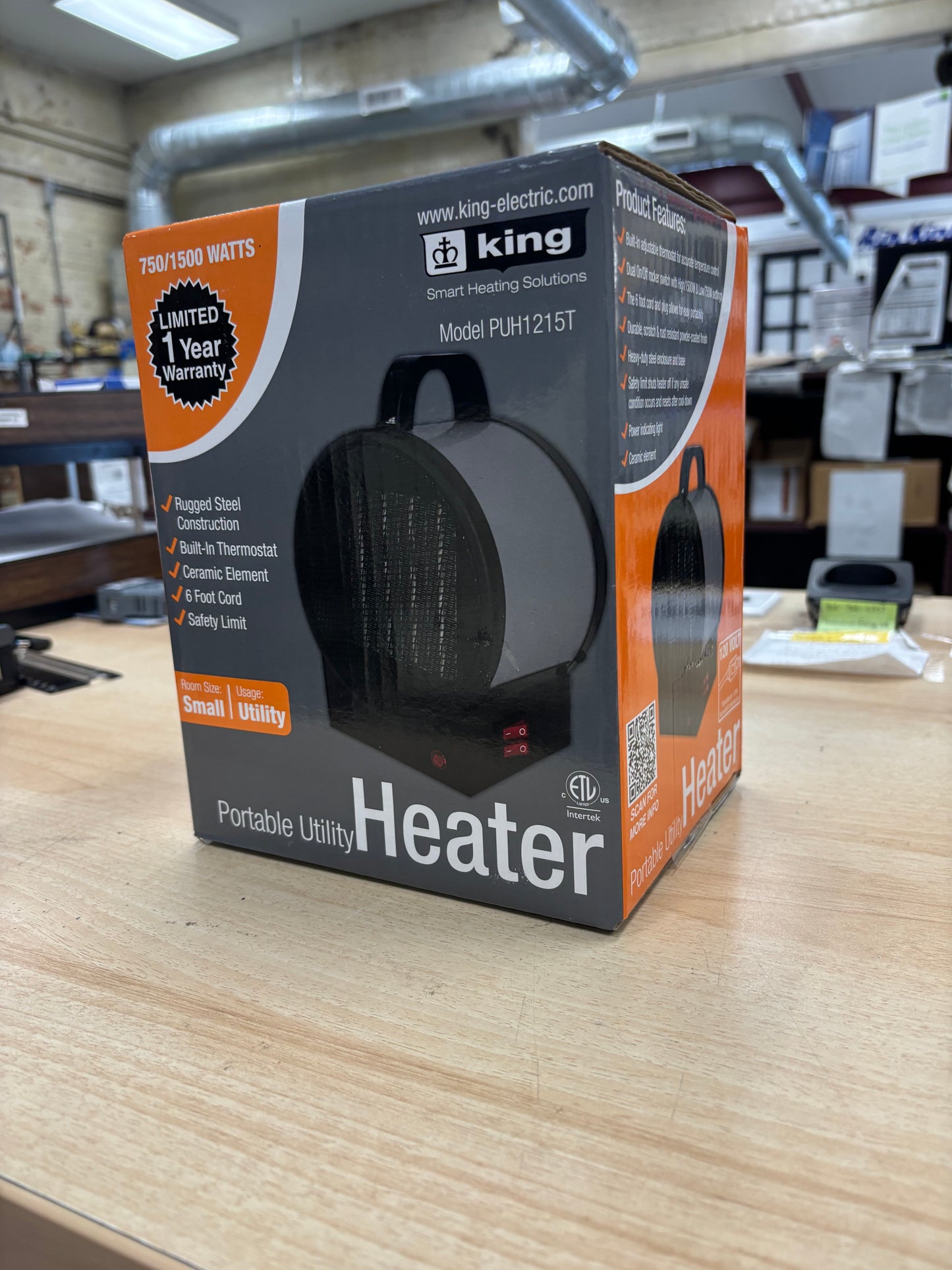 King Electric PUH1215T 750/1500W Portable Utility Heater