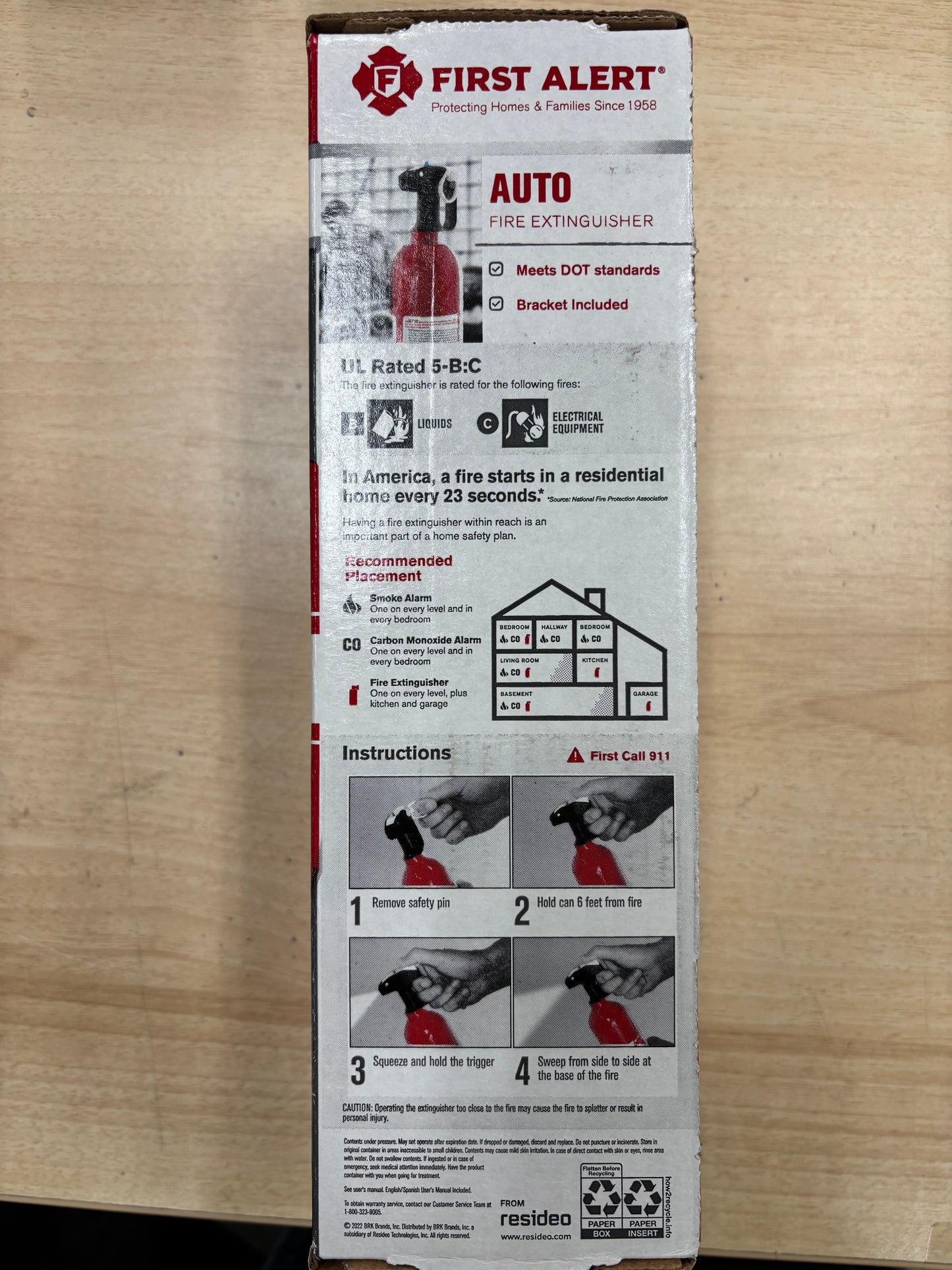 First Alert AUTO5 Auto Fire Extinguisher – 2.5 lb, UL Rated 5-B:C