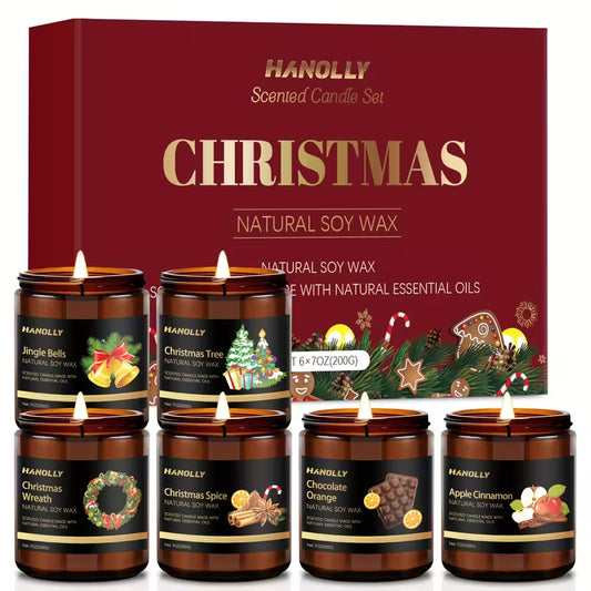 (LIMITED STOCK) 6-Pack Christmas Scented Candle Set – Perfect Holiday & Seasonal Gift for Home