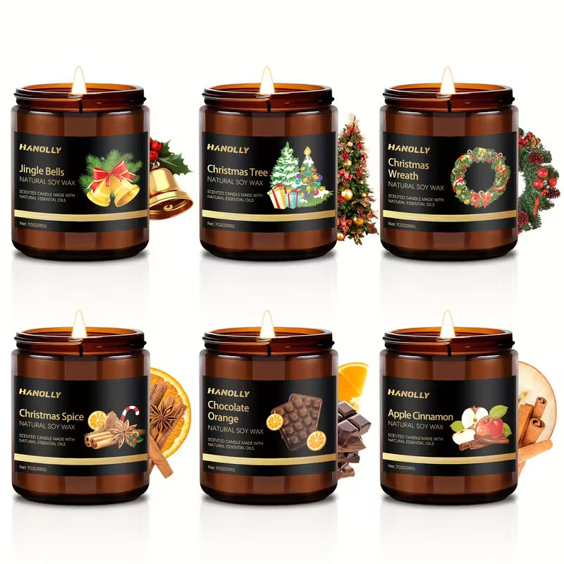(LIMITED STOCK) 6-Pack Christmas Scented Candle Set – Perfect Holiday & Seasonal Gift for Home