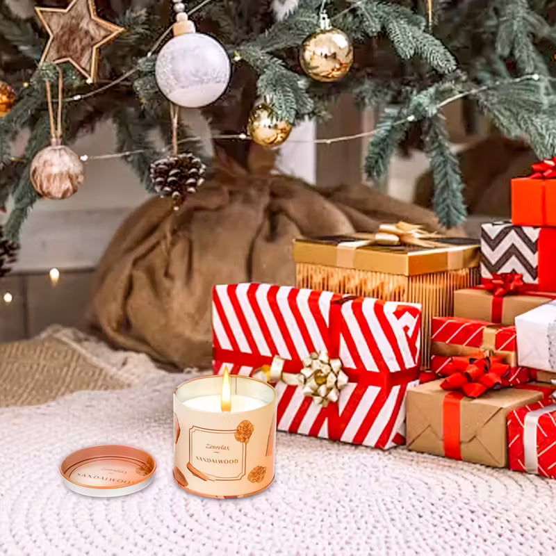 (LIMITED STOCK) 30oz Scented Candle Gift Set – Rose, Sandalwood, Cinnamon, Apple & Lavender | Luxury Metal Jar Candles for Home, Christmas